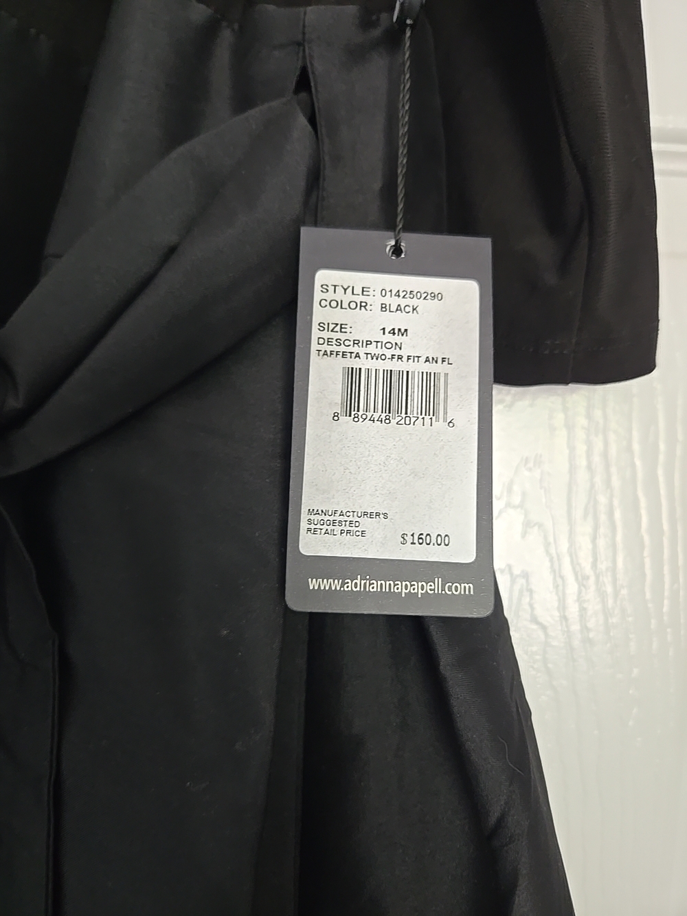 Adrianna Papell Taffeta Formal Evening Cocktail Black Dress Size 14M NWT - Picture 3 of 15